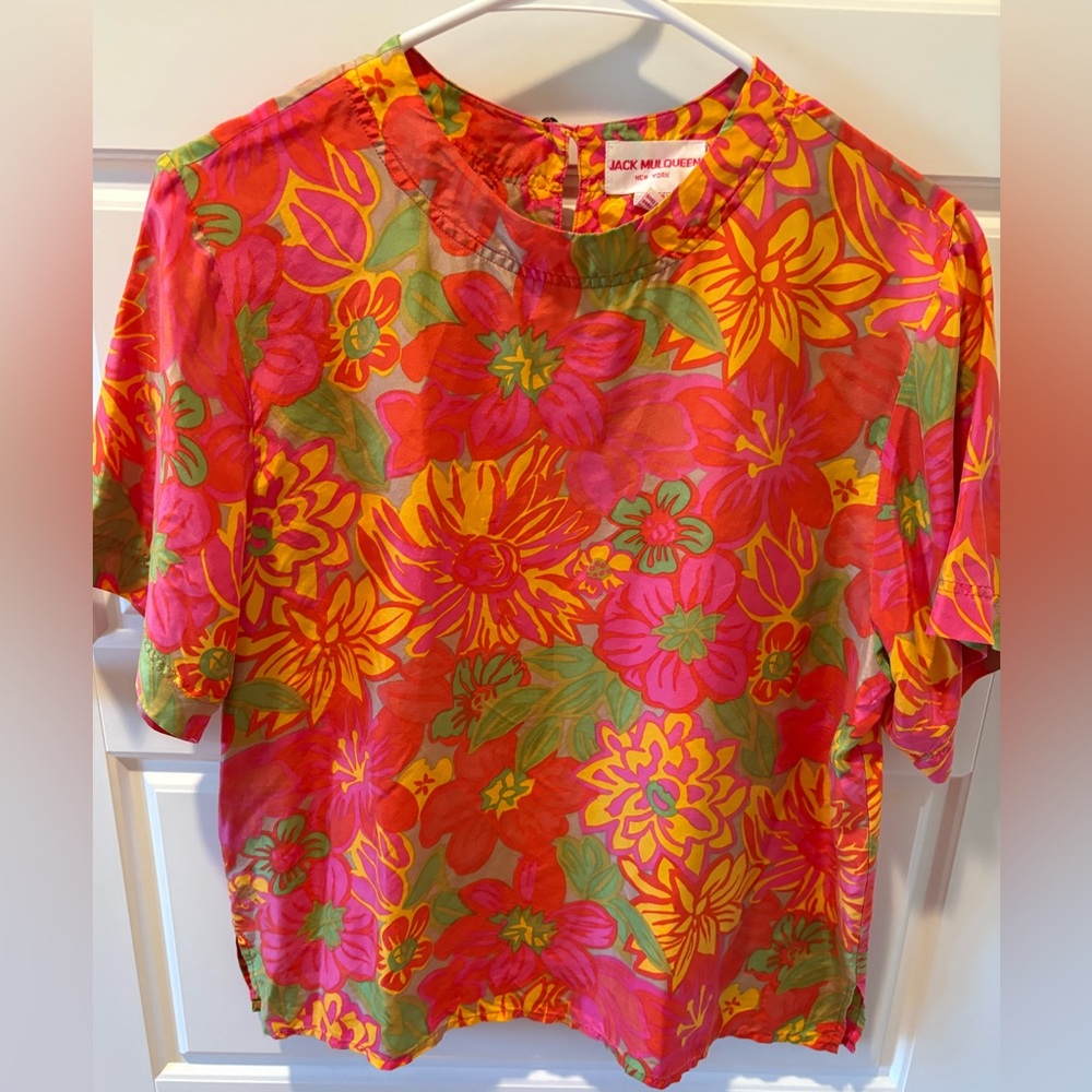Vintage Jack Mulqueen Floral Silk Top